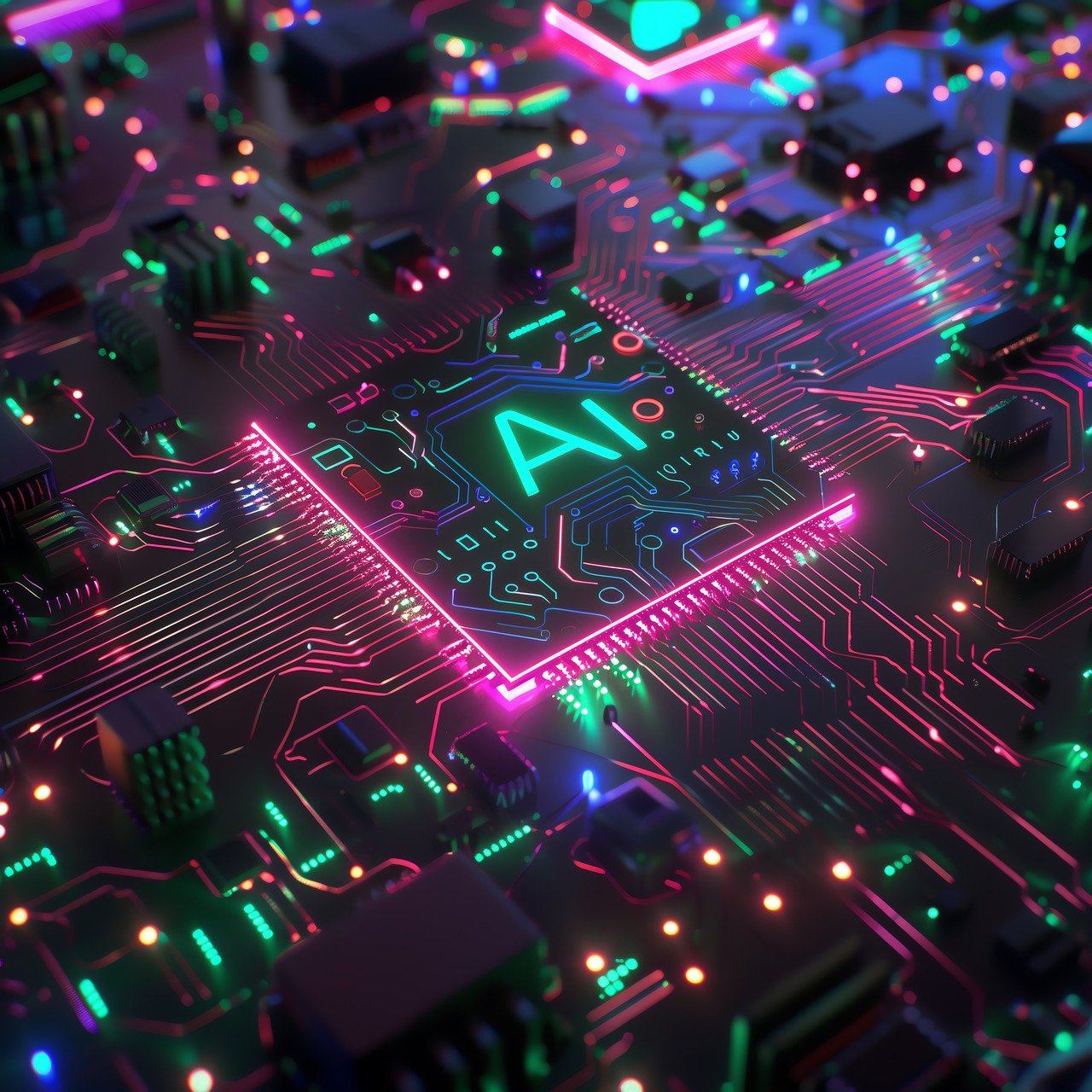 une pièce électronique avec inscrit AI 